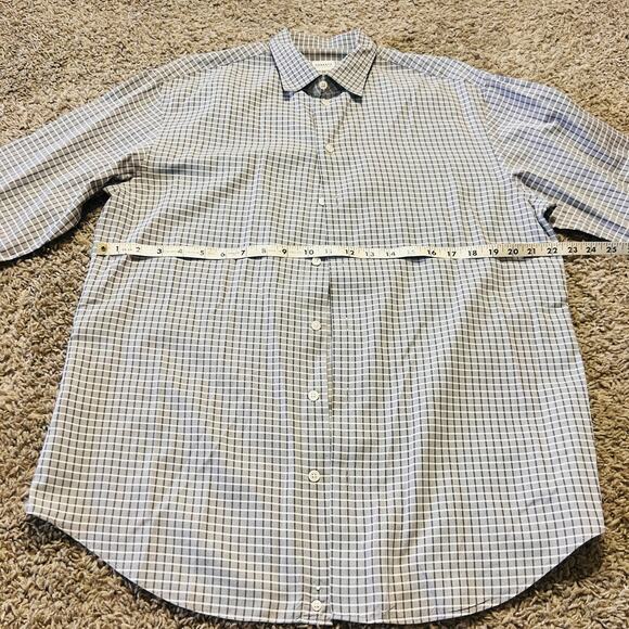 Armani Collezioni Shirt Mens Large Gray White Pattern Button Up Made in Italy - Picture 2 of 4